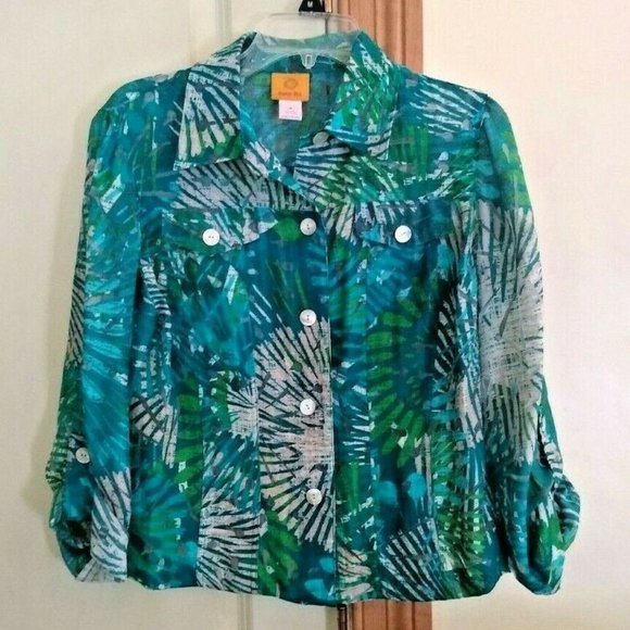 Sz 8 Blouse Jacket  Semi-Sheer Burnout - Picture 1 of 7